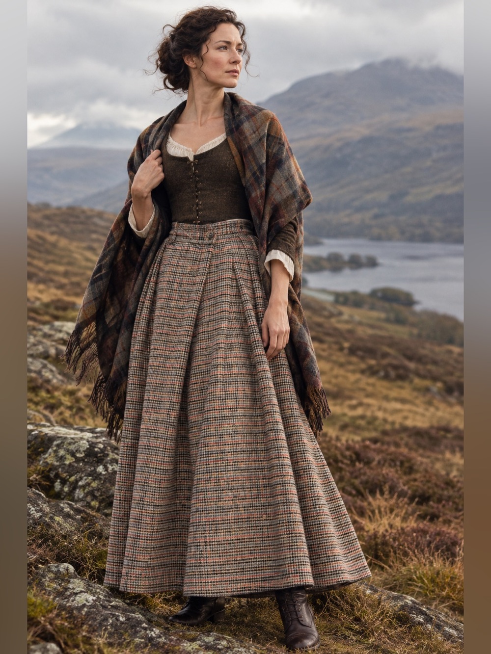 Girls of Dust Wool Blend Plaid Pleated Midi Skirt M Belgian Designer